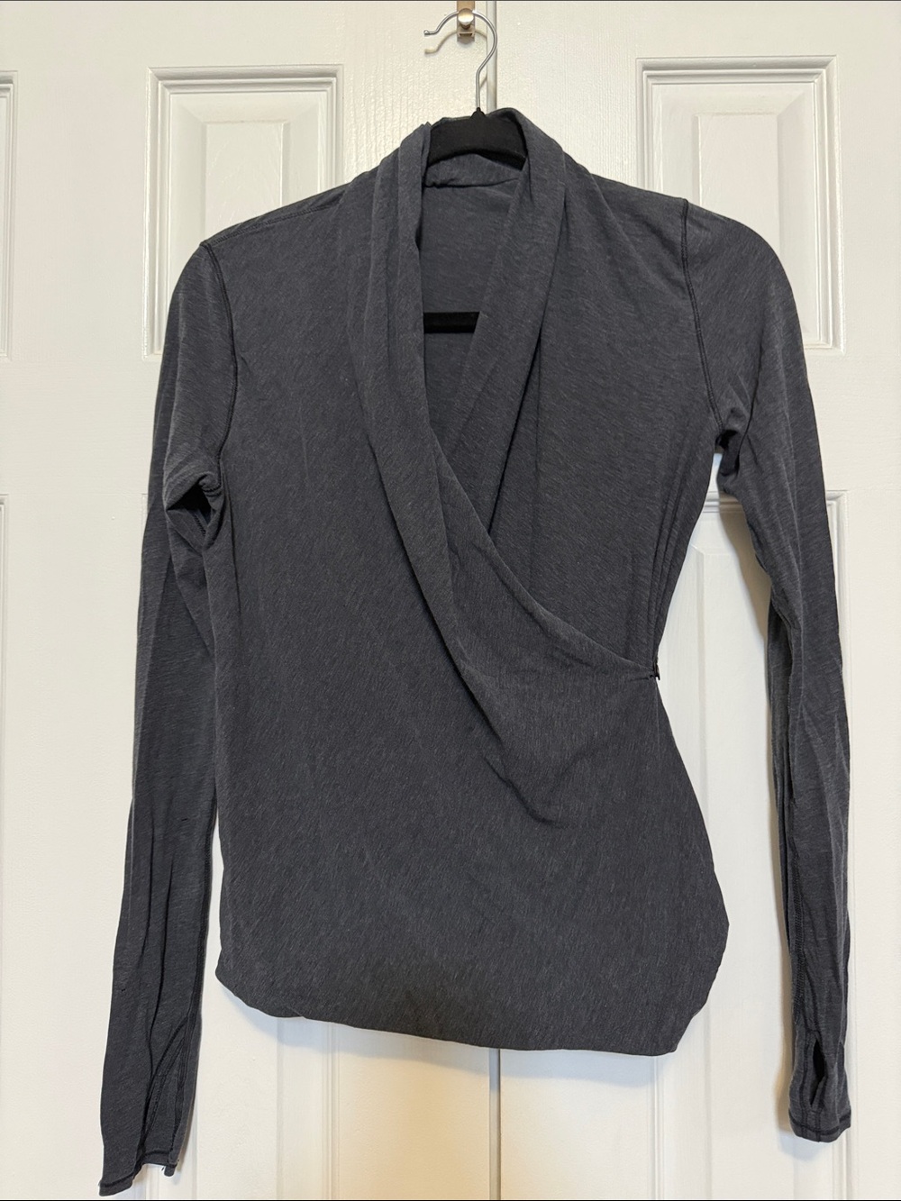 lululemon athletica Charcoal Gray Draped Wrap Long Sleeve Top